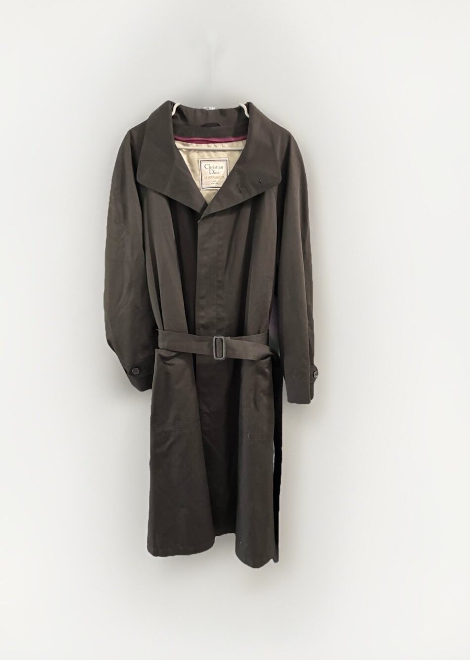 Christian Dior Mens Black Belted Lined Wool Blend Liner Trench Coat Sz 42R